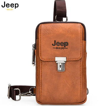 Pocket BULUO Split Leather Waist Bundles Men Fanny Belt Fashion Phone Bags Chest Shoulder Small Male Casual Office Bag (MLFP-03)