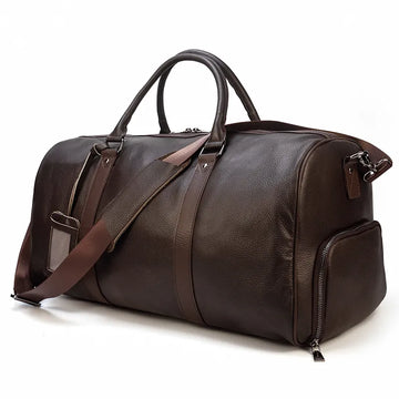 Genuine Leather Luxury Men Women Cow Leather Travel Bag Carry On Luggage Shoulder Bag For Travel Male Female Weekend Cotton Backpack (MLDF-01)