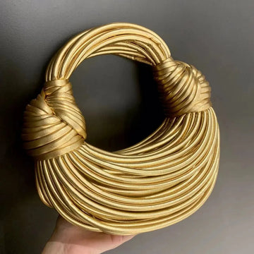Women Handbags 2023 New Design Luxury Gold Handwoven Noodle Bags Knotted Rope Bag Silver Color Shoulder Bag (MLCL-01)