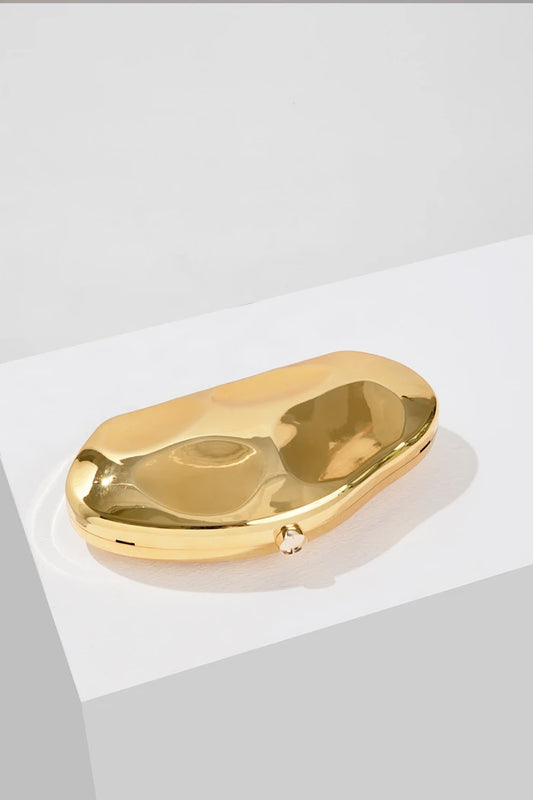 Acrylic shell shape clutch bag women evening party cute metal shiny purse gold silver blue egg handbag Quality 2024(MLCL-02)